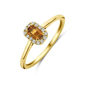 ring citrien en lab grown diamant 0.08ct f vs