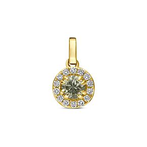 hanger groen amethist en lab grown diamant 0.08ct f vs 7 mm