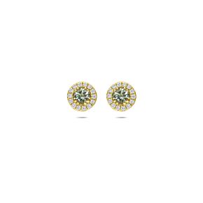oorknoppen groen amethist en lab grown diamant 0.16ct (2x 0.08ct) f vs 7 mm 