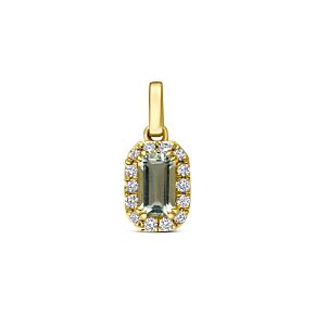 hanger groen amethist en lab grown diamant 0.08ct f vs 7,5 mm