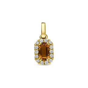 hanger citrien en lab grown diamant 0.08ct f vs 7,5 mm
