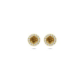 oorknoppen citrien en lab grown diamant 0.16ct (2x 0.08ct) f vs 7 mm