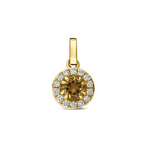 hanger citrien en lab grown diamant 0.08ct f vs 7 mm