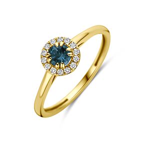 ring london blue topaas en lab grown diamant 0.08ct f vs