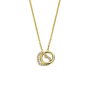 collier rondje en hartje lab grown diamant 0.09ct g vs 40 - 42 - 44 cm