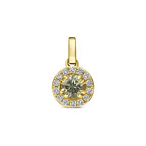 hanger groen amethist en lab grown diamant 0.08ct f vs 7 mm