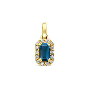 hanger london blue topaas en lab grown diamant 0.08ct f vs 7,5 mm
