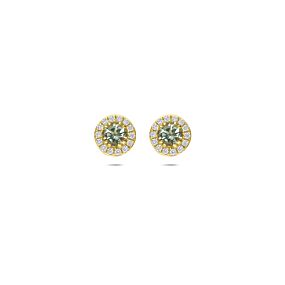 oorknoppen groen amethist en lab grown diamant 0.16ct (2x 0.08ct) f vs 7 mm