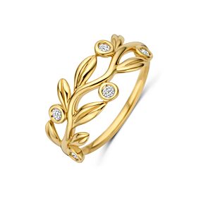 ring bladeren lab grown diamant 0.09ct f vs