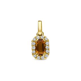 hanger citrien en lab grown diamant 0.08ct f vs 7,5 mm