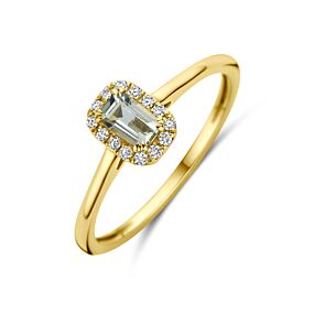 ring groen amethist en lab grown diamant 0.08ct f vs