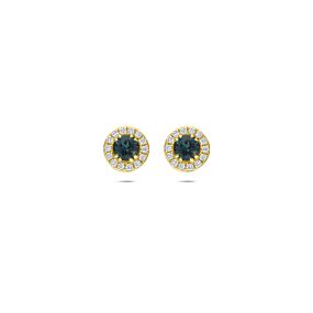 oorknoppen london blue topaas en lab grown diamant 0.16ct (2x 0.08ct) f vs 7 mm