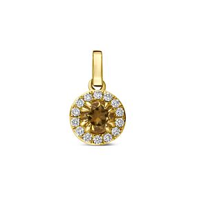 hanger citrien en lab grown diamant 0.08ct f vs 7 mm