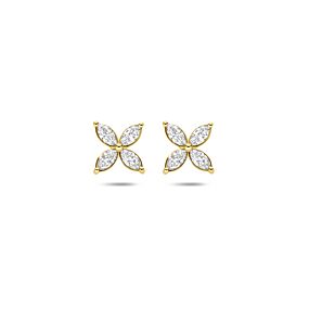 oorknoppen bloem lab grown diamant 0.56ct (2x 0.28ct) f vs 7,5 mm