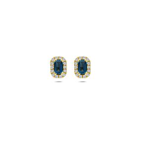 oorknoppen london blue topaas en lab grown diamant 0.16ct (2x 0.08ct) f vs 7,5 mm