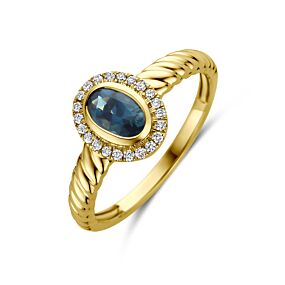 ring london blue topaas en lab grown diamant 0.10ct f vs